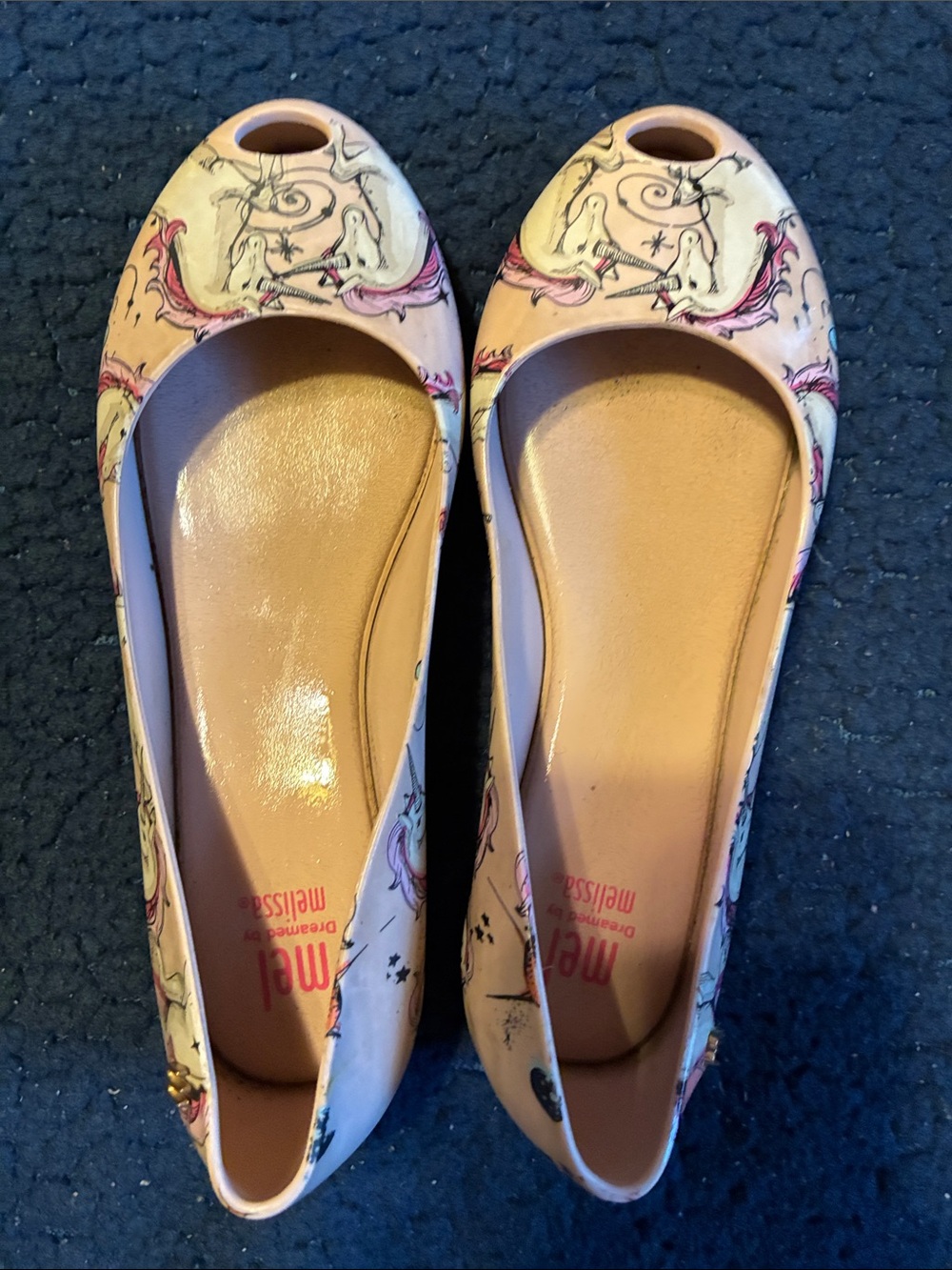 Melissa Pink Printed Peep-Toe Ballet Flats